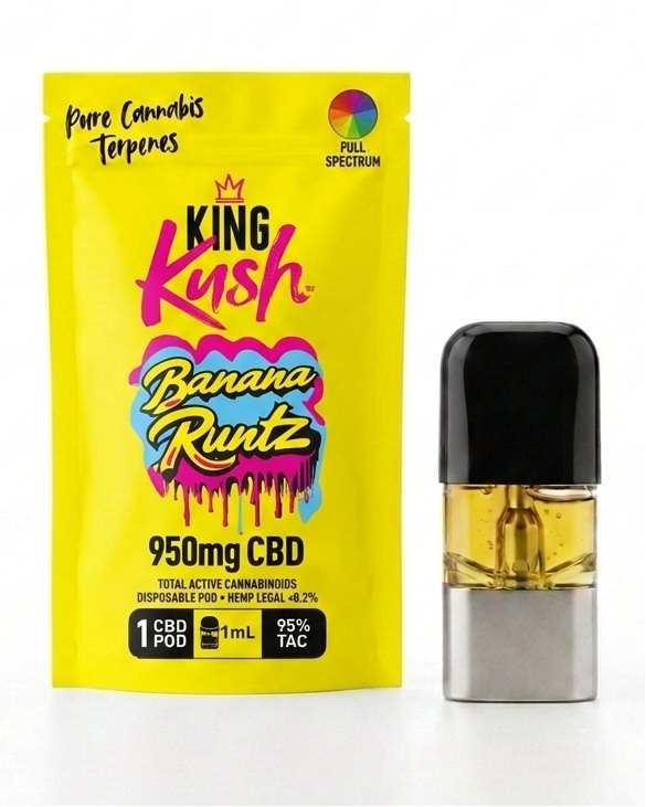 King Kush Banana Runtz pod and pouch